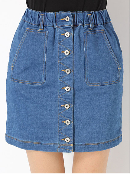フロントボタンカットデニムスカート