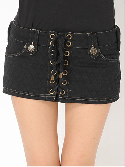 キルティングレースアップミニスカート