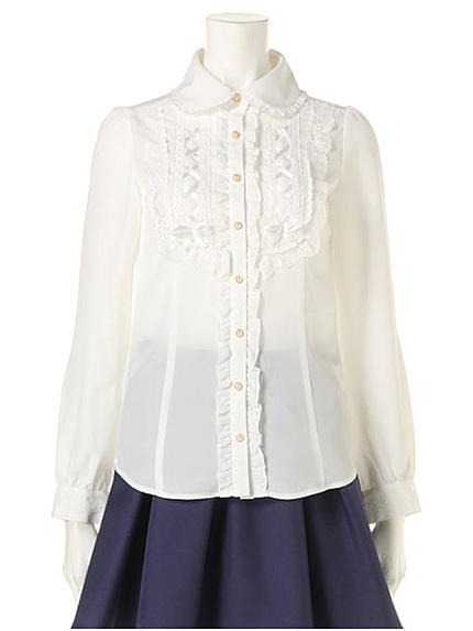 スピンドルレースフリルブラウス