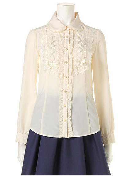 スピンドルレースフリルブラウス