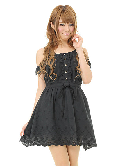 コットン肩開きガーリーＯＰ