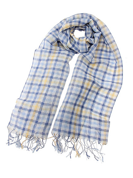 リネンチェックストール