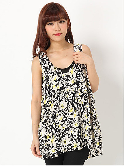 単色花ぺプラムチュニック