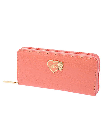 【HELLO KITTY】型押しハートウォレット