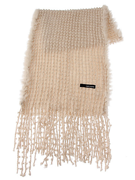 ラビットファー飾り編みマフラー