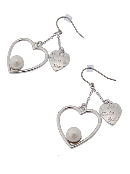 パールロゴダブルハートピアス