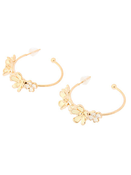 配色フラワーフープピアス