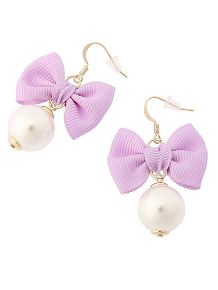 カラーリボンパールピアス