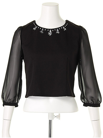 シフォンビジューコンビカットソー