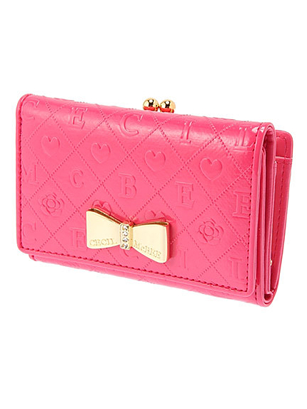 ビジューリボンエンボスキルティングミニ財布