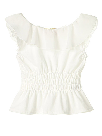 シフォンフリルぺプラムトップス