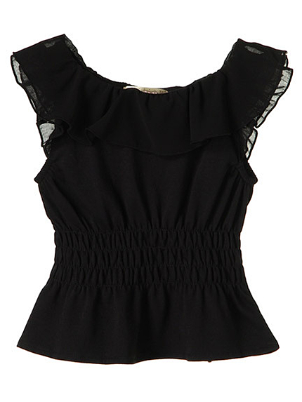 シフォンフリルぺプラムトップス