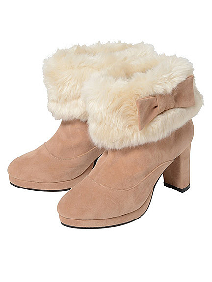 14.AW  リボン×ファーショートブーツ