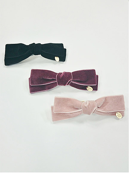 14.AW プレート付きベロアリボンバレッタ