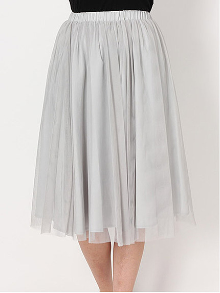 ミディ丈チュールギャザースカート
