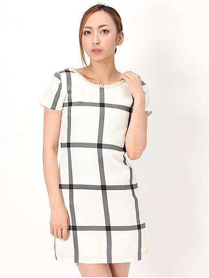 15.SS パールチェックワンピース