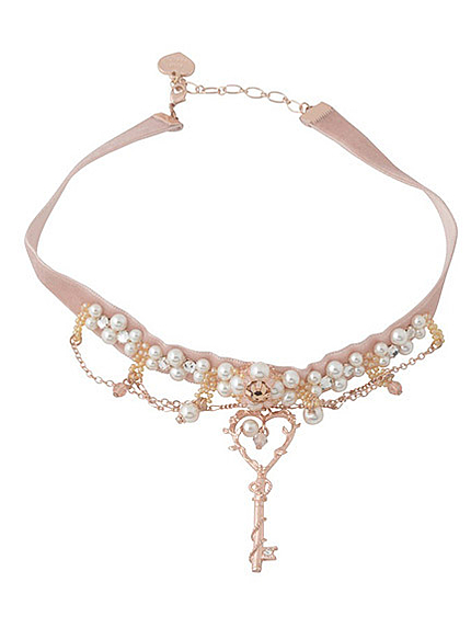 14.AW  パール×ハートカギモチーフチョーカー