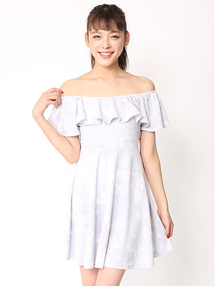 ペールフラワーフリルワンピ