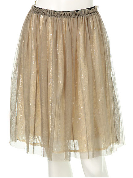 スパンコールチュールスカート