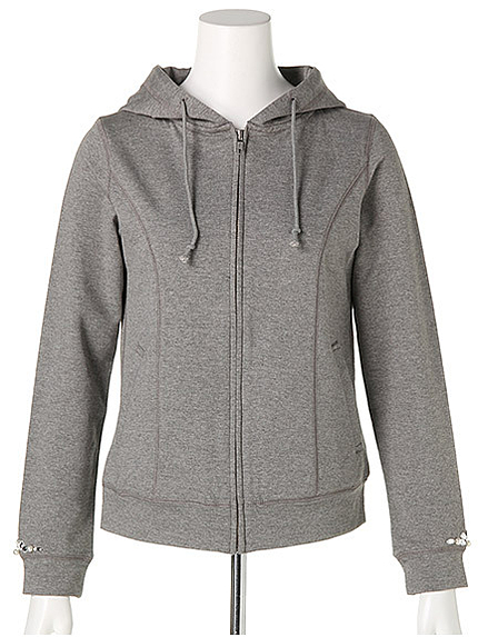 袖ビジューパーカ