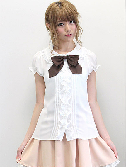 14.AW　配色丸衿フリルブラウス