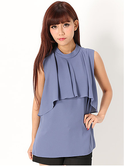 フロントフリルシフォンブラウス