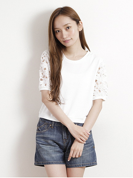 袖レースラグラン裏毛プルオーバー