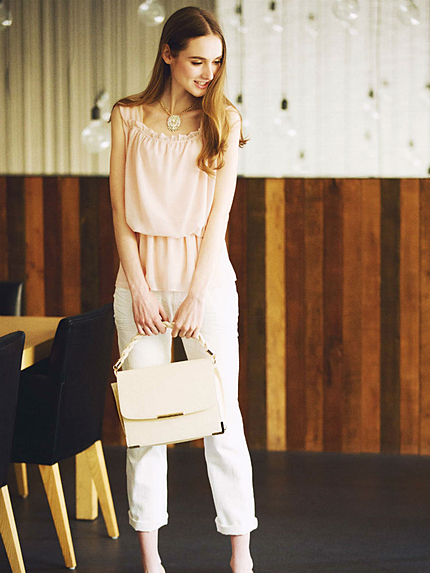 prix de fleur【ROSE】リボンチュニックブラウス