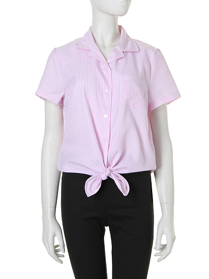 i-SOOKパステルカラー前縛りストライプシャツ