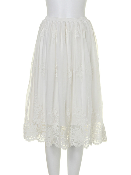 【FEMININE】レースフレアミディスカート