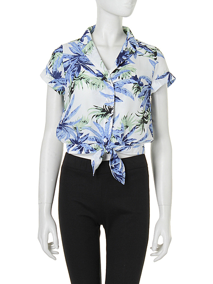 i-SOOKボタニカル柄前しばりシャツ×ブラトップセット