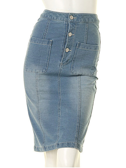 prix de fleur【PINK】ストレッチデニムタイトスカート