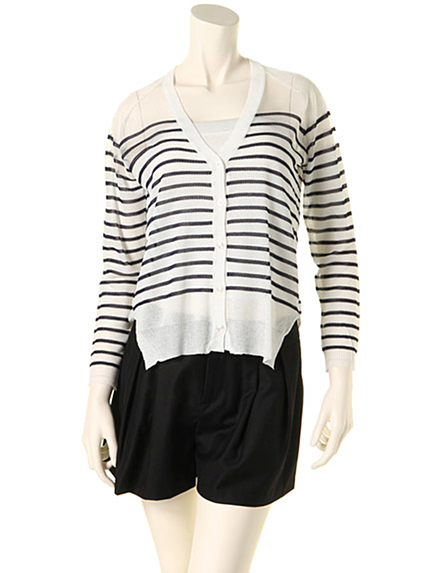 prix de fleur【PINK】シースルーボーダーカーディガン