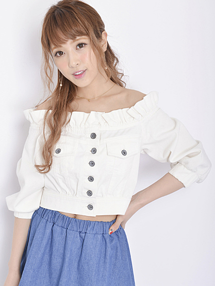 MiCOAMERivintage フリルカラー デニムJK