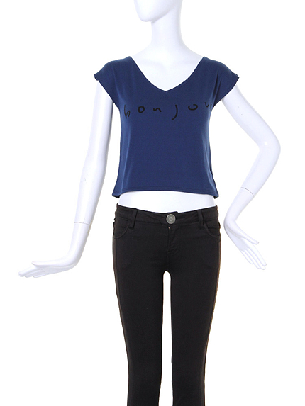 MURUA【CASUAL】bonjour VネックT-SH