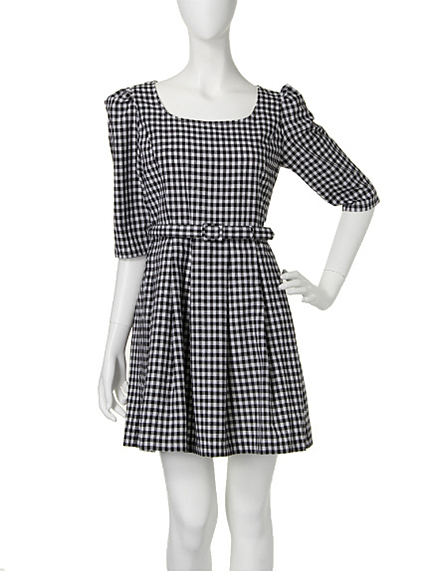 【dazzlin】五分袖ギンガムチェックワンピース