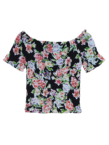 フラワーオフショルシャーリングTOPS