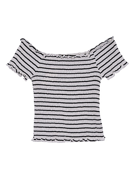 RIVEDA【Casual】シャーリングオフショルTOP