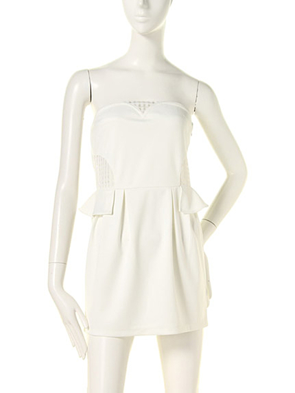 RIVEDA【Sweet】メッシュ切り替えベアワンピース