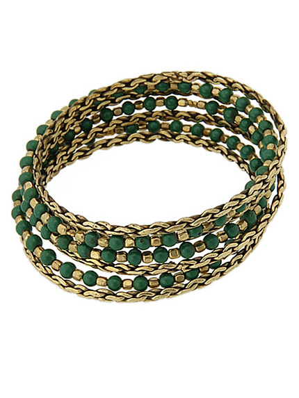 LAGUNAMOONグリーンエスニック六連バングル