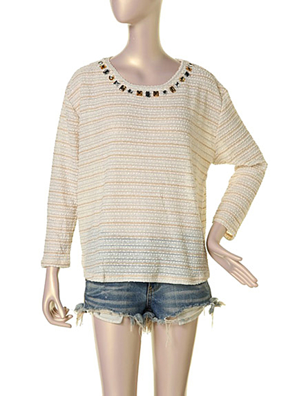 LAGUNAMOONﾄﾞﾛｯﾌﾟﾎﾞｰﾀﾞｰLong Tｼｬﾂ