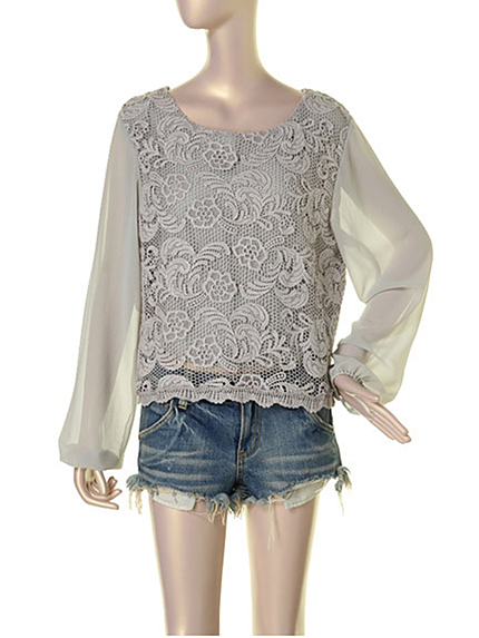 LAGUNAMOONシフォンスリーブレースブラウス