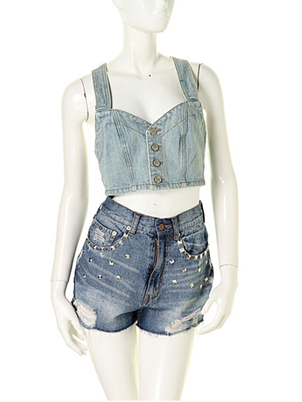 choosy chu【EVIL TWIN】HOOD RAT DENIM CROP T