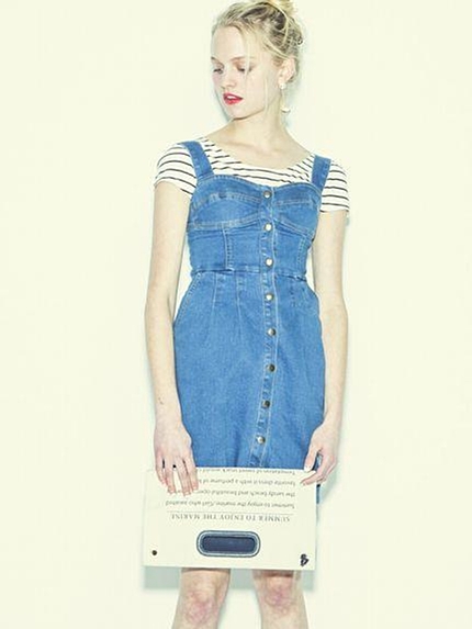 【R】デニムビスチェワンピース