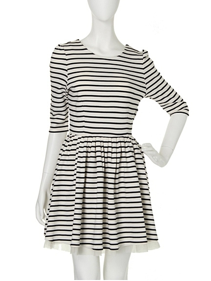 【dazzlin】ボーダー7分袖フレアワンピース