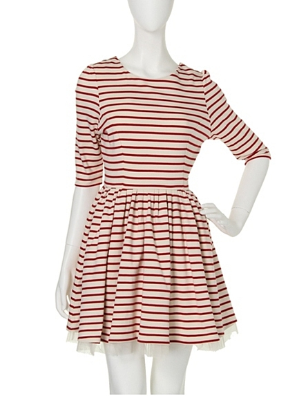 【dazzlin】ボーダー7分袖フレアワンピース