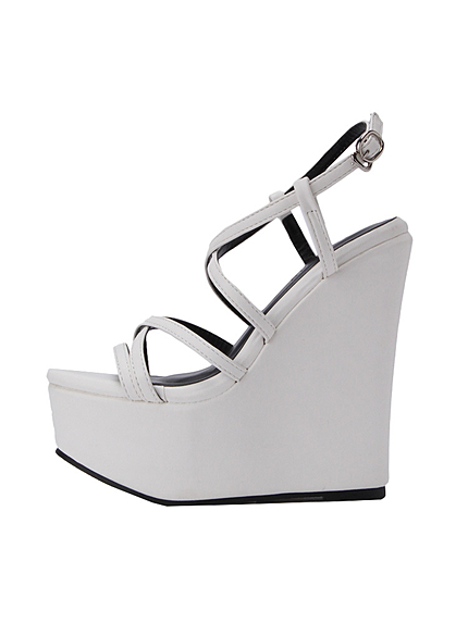 クロスストラップウェッジサンダル