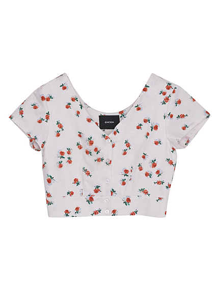 EMODAvintage floret V/NショートTOP