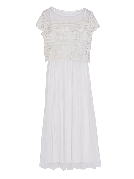 【Ｗ】シ－スルーレイヤードマキシワンピース