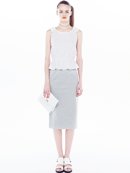 EMODAリボンショルダーぺプラムT/T